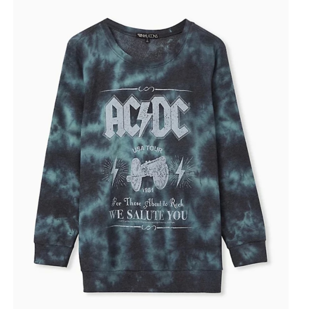 Torrid AC/DC Green/ Black Tie Dye Sweatshirt